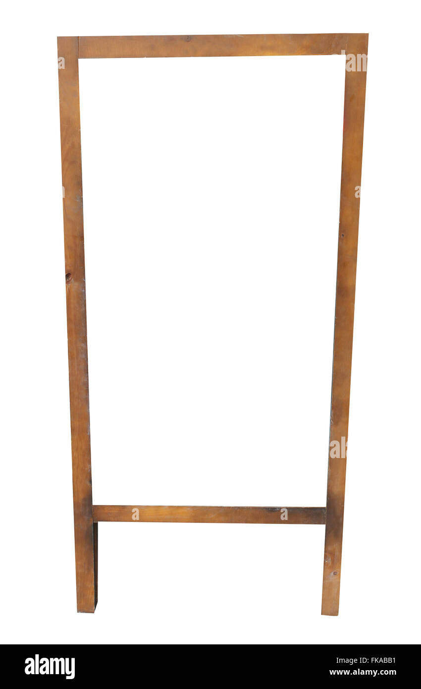 Châssis en bois à vide isolé sur un fond blanc. Banque D'Images