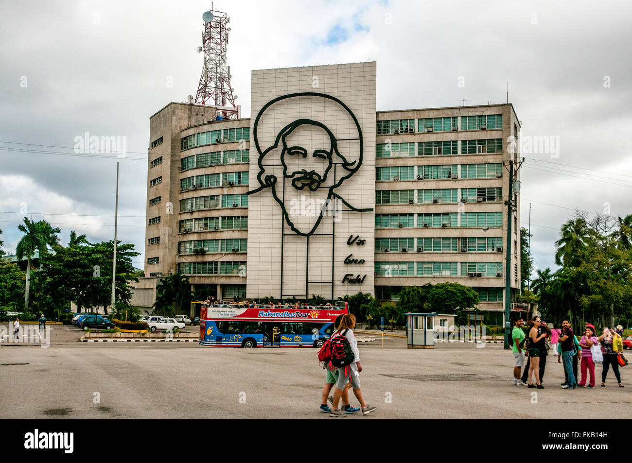 Cuba, La Havane, place de la révolution des communications Ministère de la construction Banque D'Images
