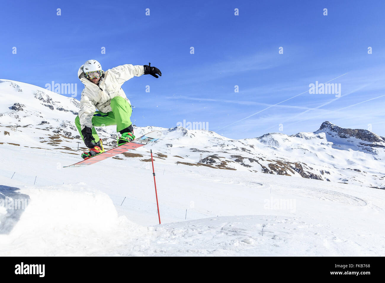 Snowboard, photographié à Breuil-Cervinia, Italie Banque D'Images