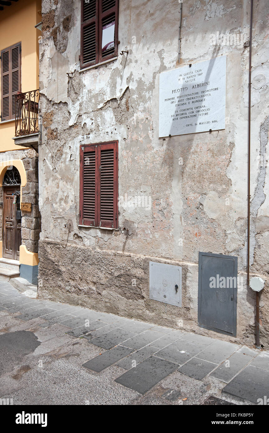 Lieu de naissance du célèbre cinéaste Filoteo Alberini (1867-1937), Orte, Latium, Italie Banque D'Images