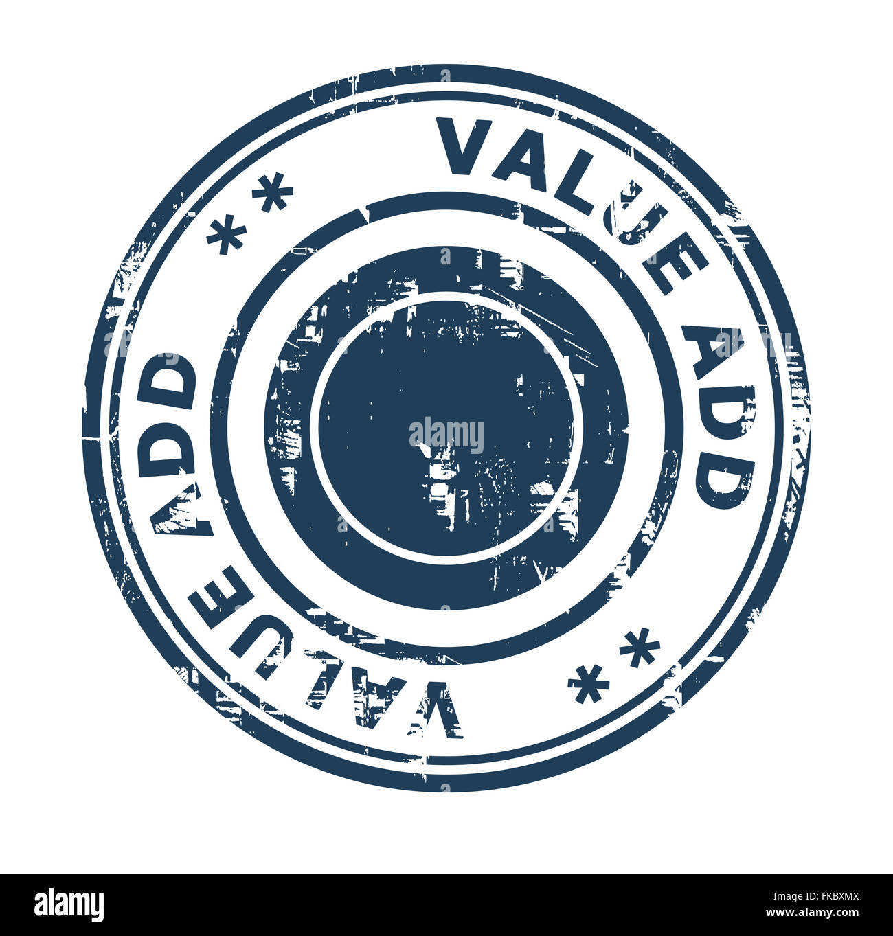 Concept d'affaires à valeur ajoutée stamp isolé sur un fond blanc. Banque D'Images