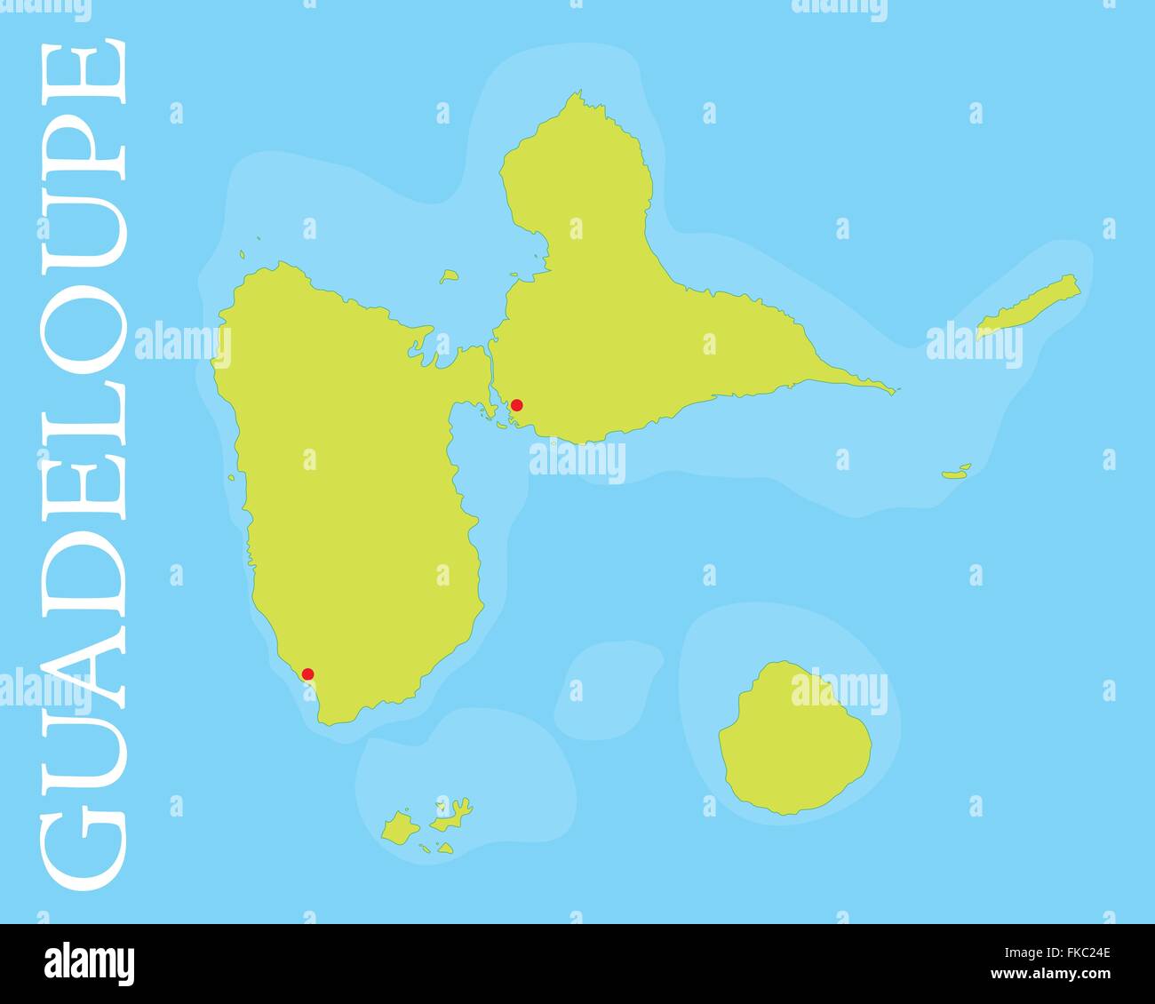 Site de l'archipel et département français de la Guadeloupe, la mer des Caraïbes. Illustration de Vecteur