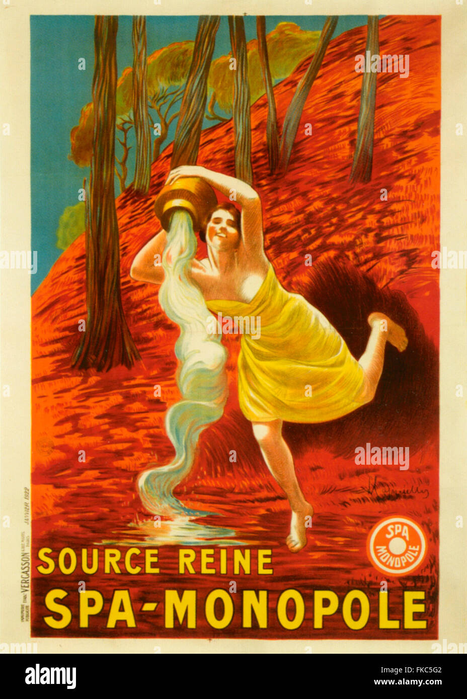 Années 1920 France Source Reine Spa Monopole Poster Banque D'Images