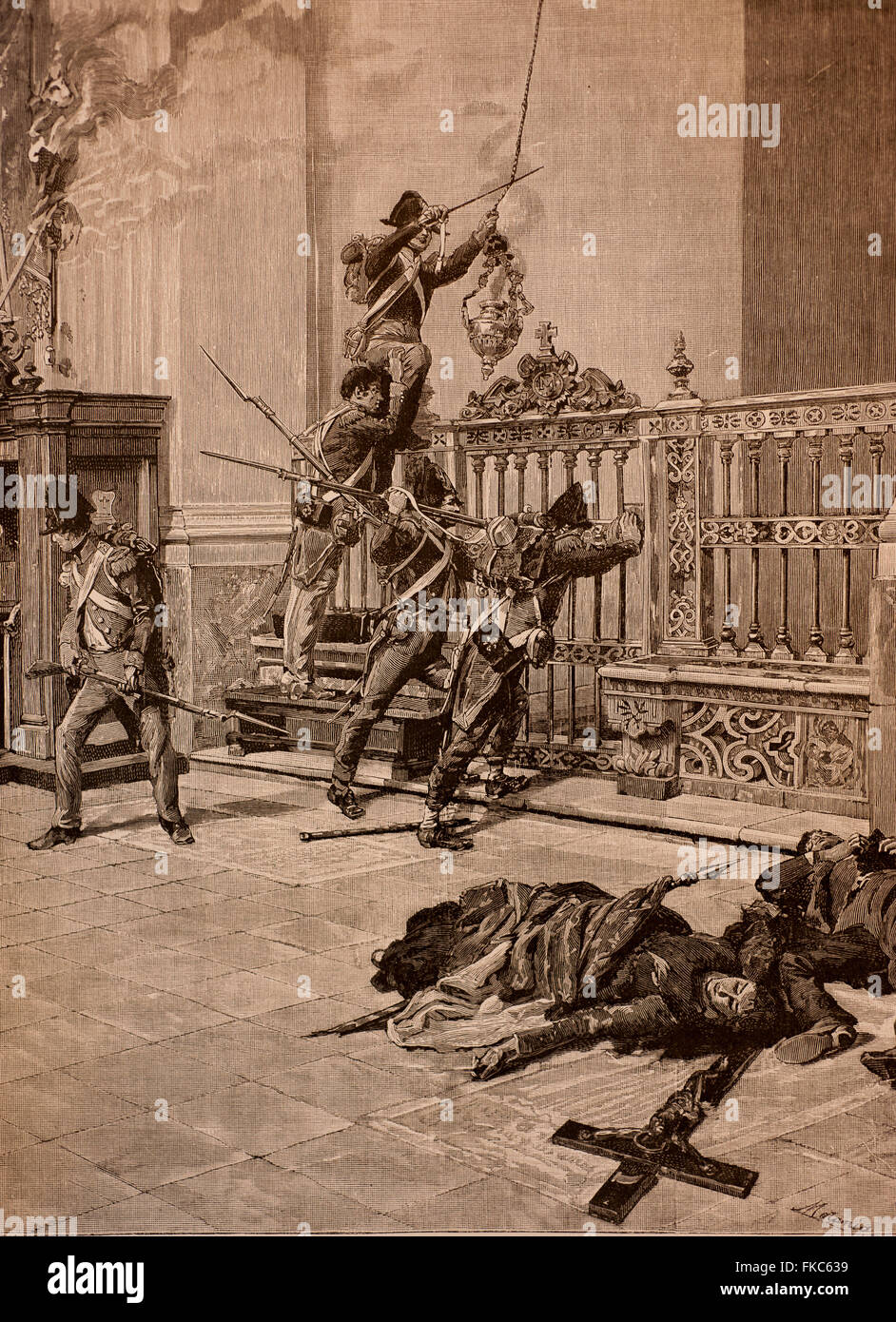 Risorgimento italien Cesena 1832 -Le pillage du Temple de Cesena Banque D'Images
