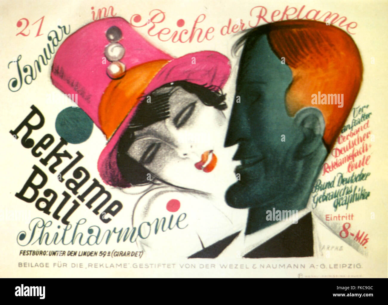 1920 Allemagne Reklame Ball Poster Banque D'Images