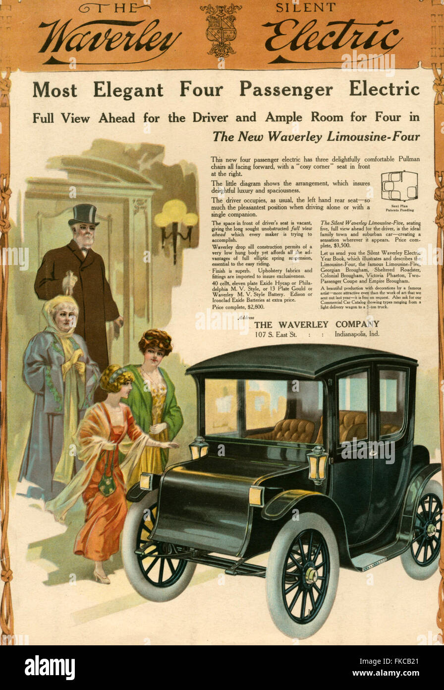 1920 USA Annonce Magazine Waverley Banque D'Images
