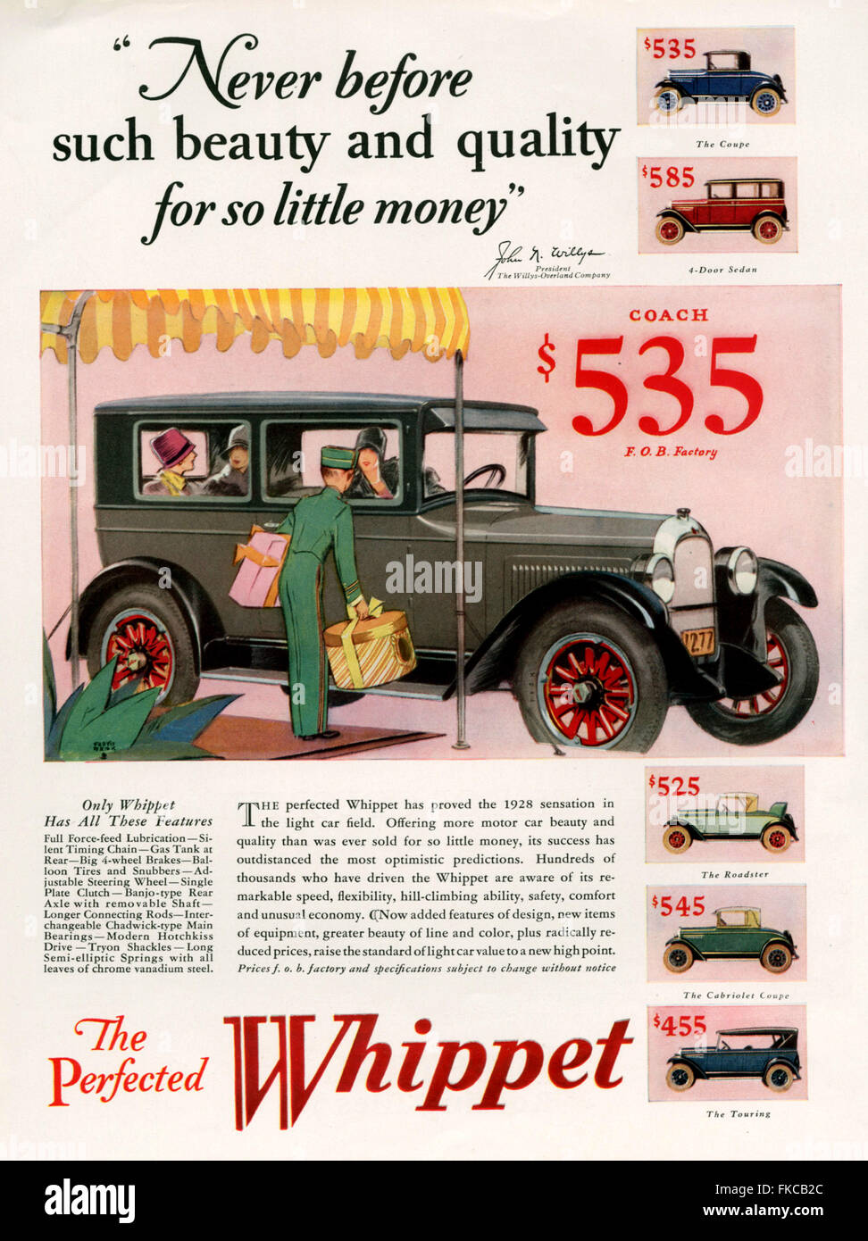 1920 USA Willys-Knight Annonce magazine Banque D'Images
