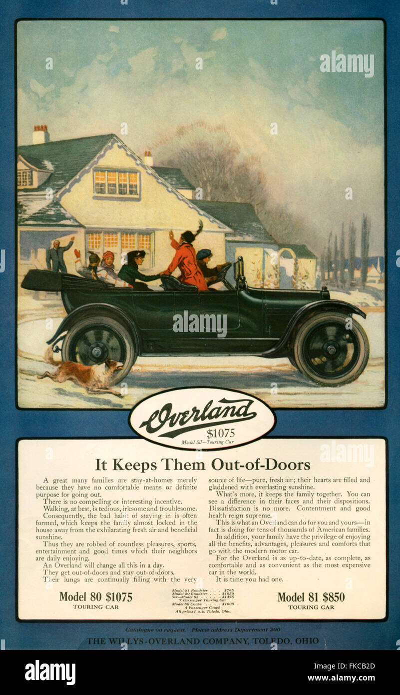 1920 USA Willys-Overland Annonce magazine Banque D'Images