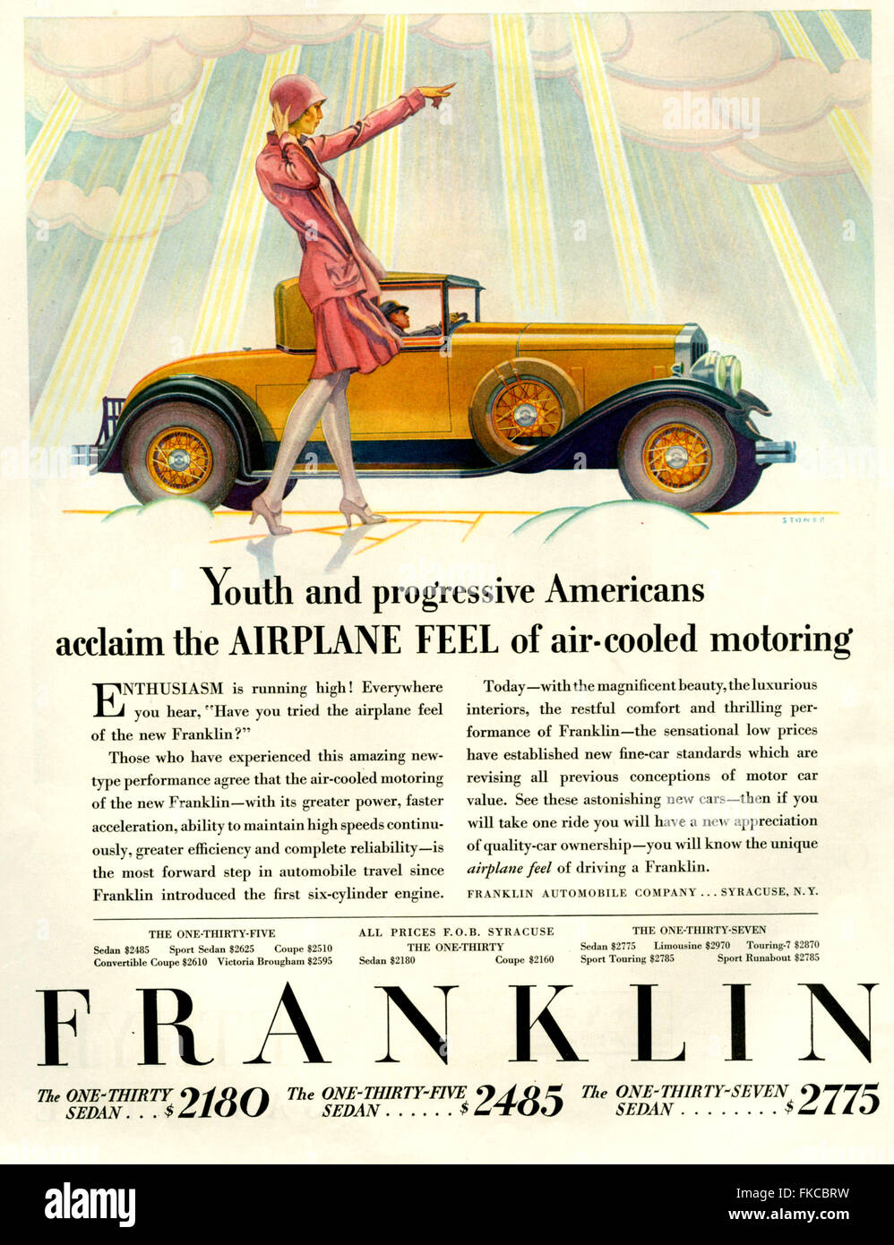 1920 USA Franklin Publicité Magazine Banque D'Images