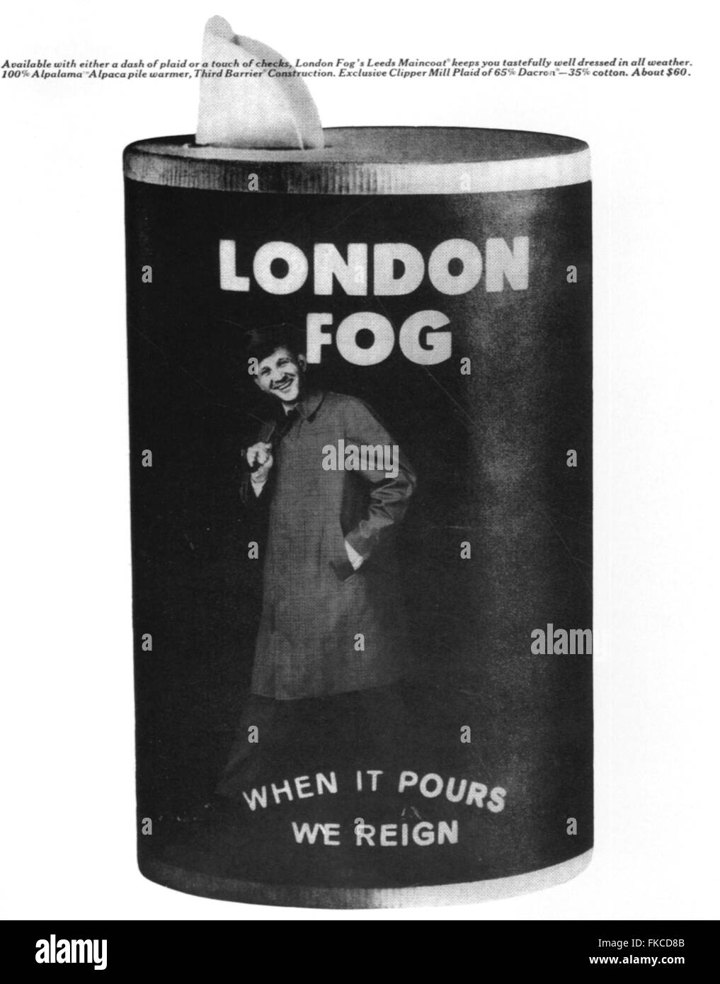 1960 USA Annonce magazine London Fog Banque D'Images