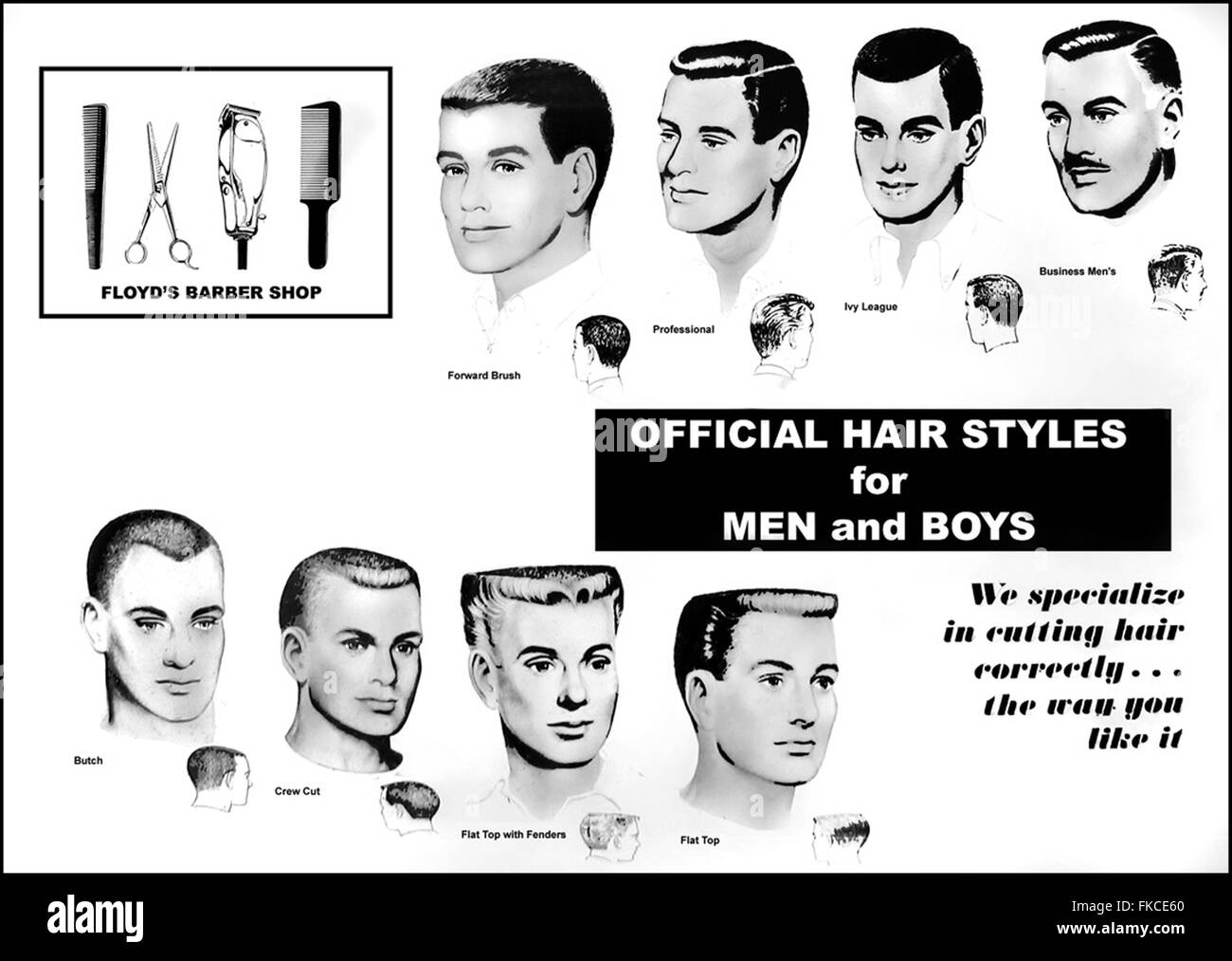 1950 USA FLOYD'S Barber Shop Book Plate Banque D'Images
