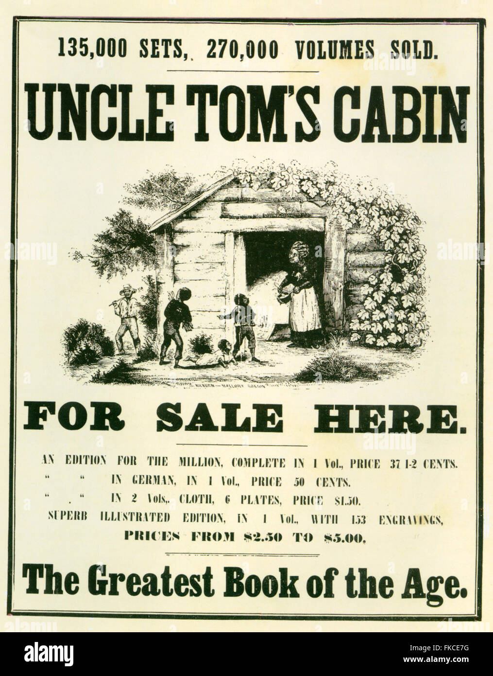 1850 USA Uncle Tom's Cabin Poster Banque D'Images