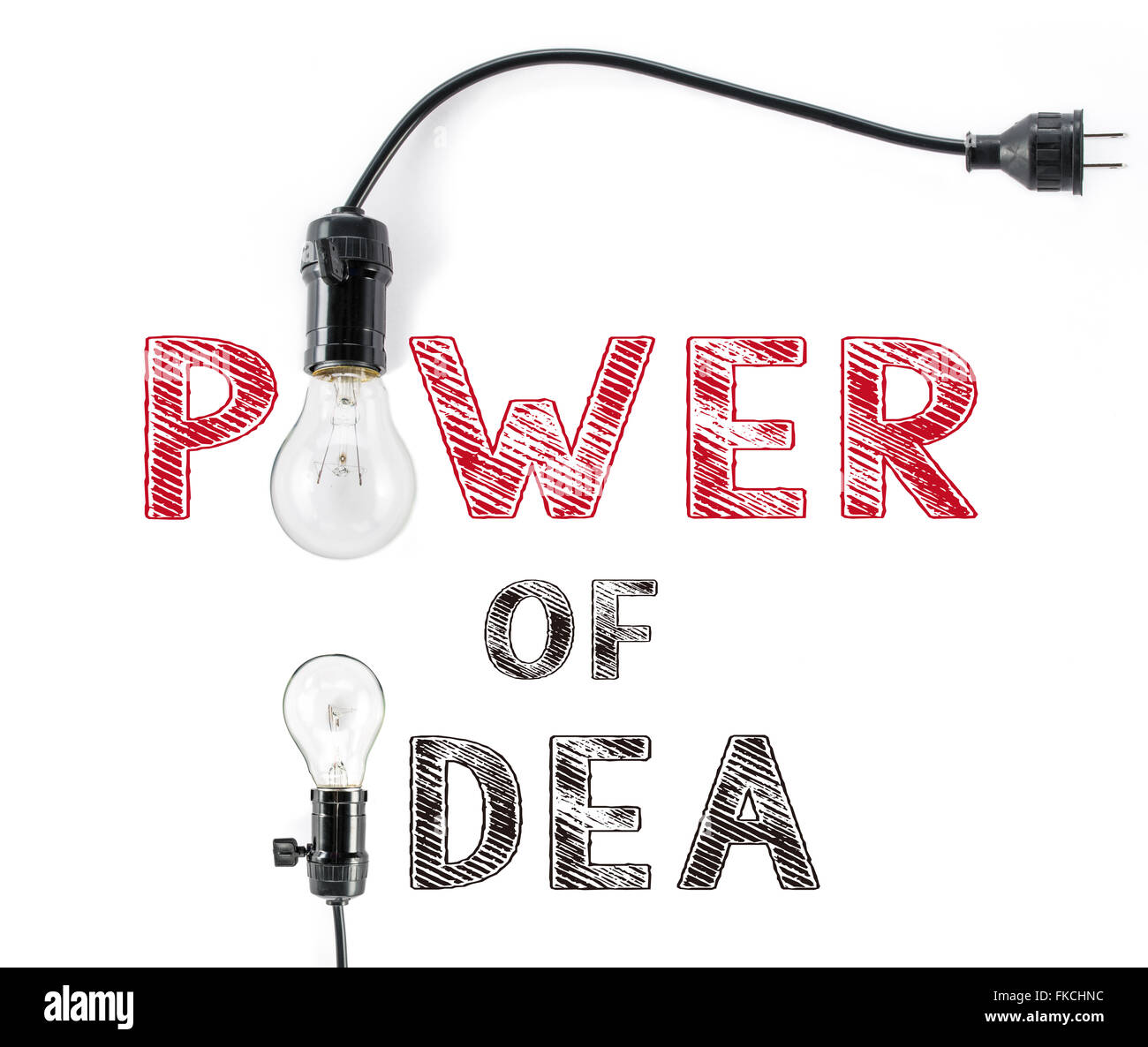 Puissance de l'idée de phrase et l'ampoule, la main, le Remue-méninges la créativité d'affaires Banque D'Images Puissance de l'idée de phrase et l'ampoule, la main, le Remue-méninges la créativité d'affaires Banque D'Images