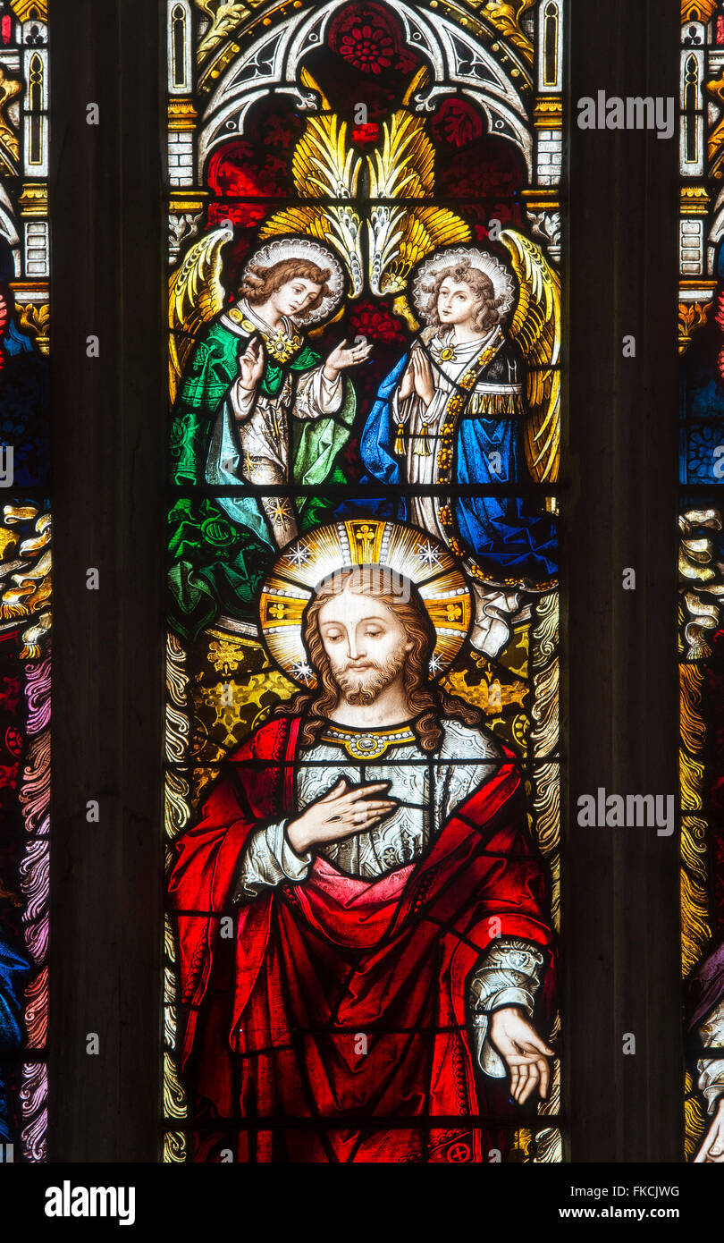 Abbaye de Dorchester vitrail. Dorchester on Thames, Oxfordshire, Angleterre Banque D'Images
