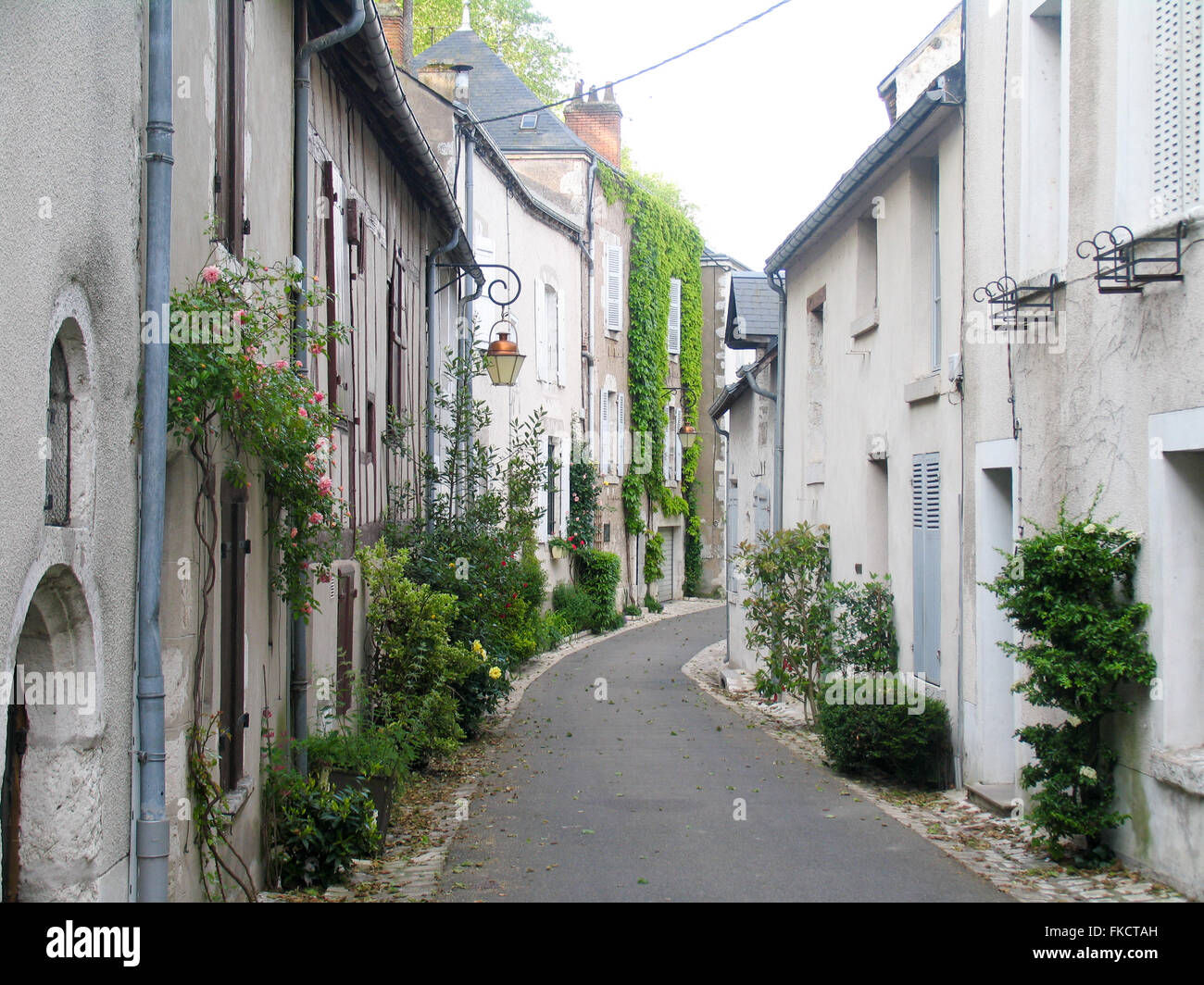 La rue courbe étroite à Beaugency. Banque D'Images