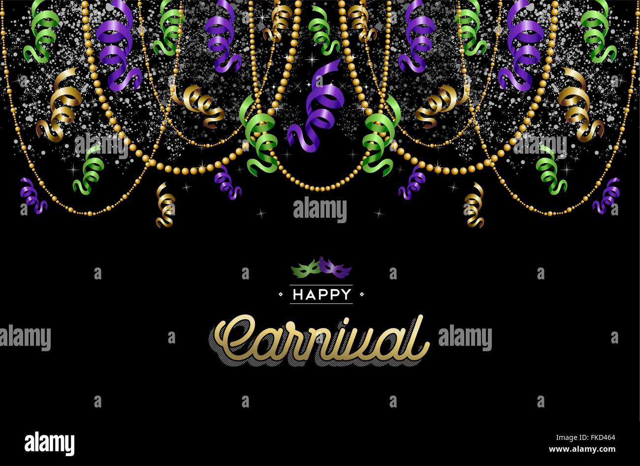 Carnaval haut en couleurs décoration fond avec étiquette de texte et partie de masques. Vecteur EPS10. Illustration de Vecteur