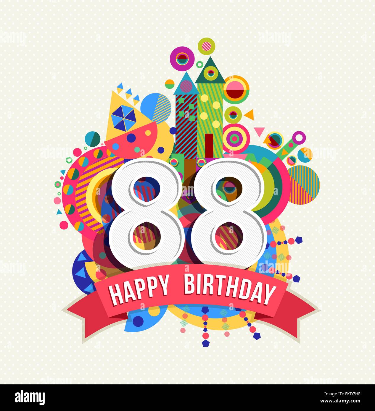 Joyeux anniversaire 88 quatre-vingt-huit ans, fun célébration ...