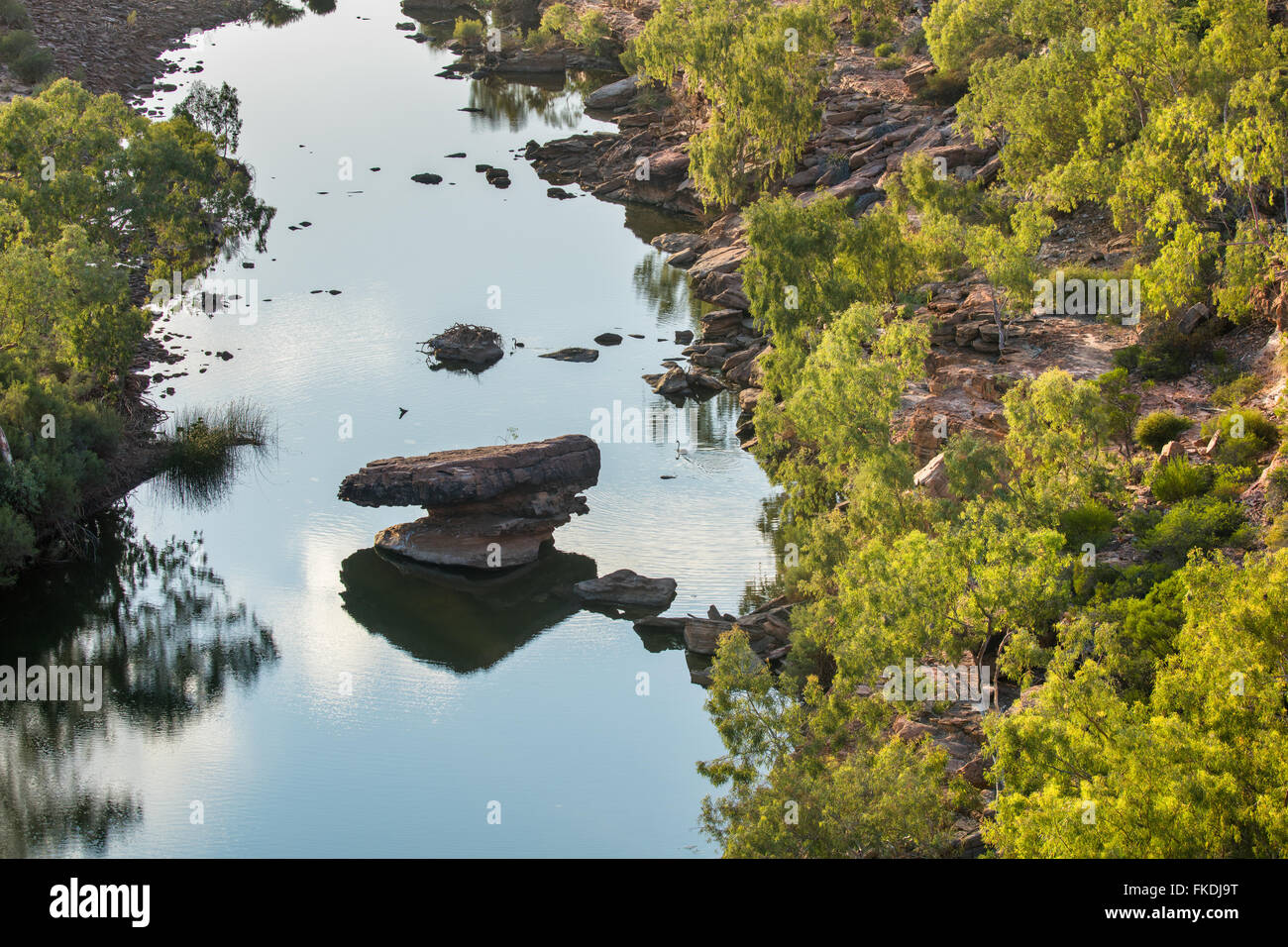 Le Hawk's Head Lookout sur la Murchison River Gorge, le Parc National de Kalbarri, Australie occidentale Banque D'Images