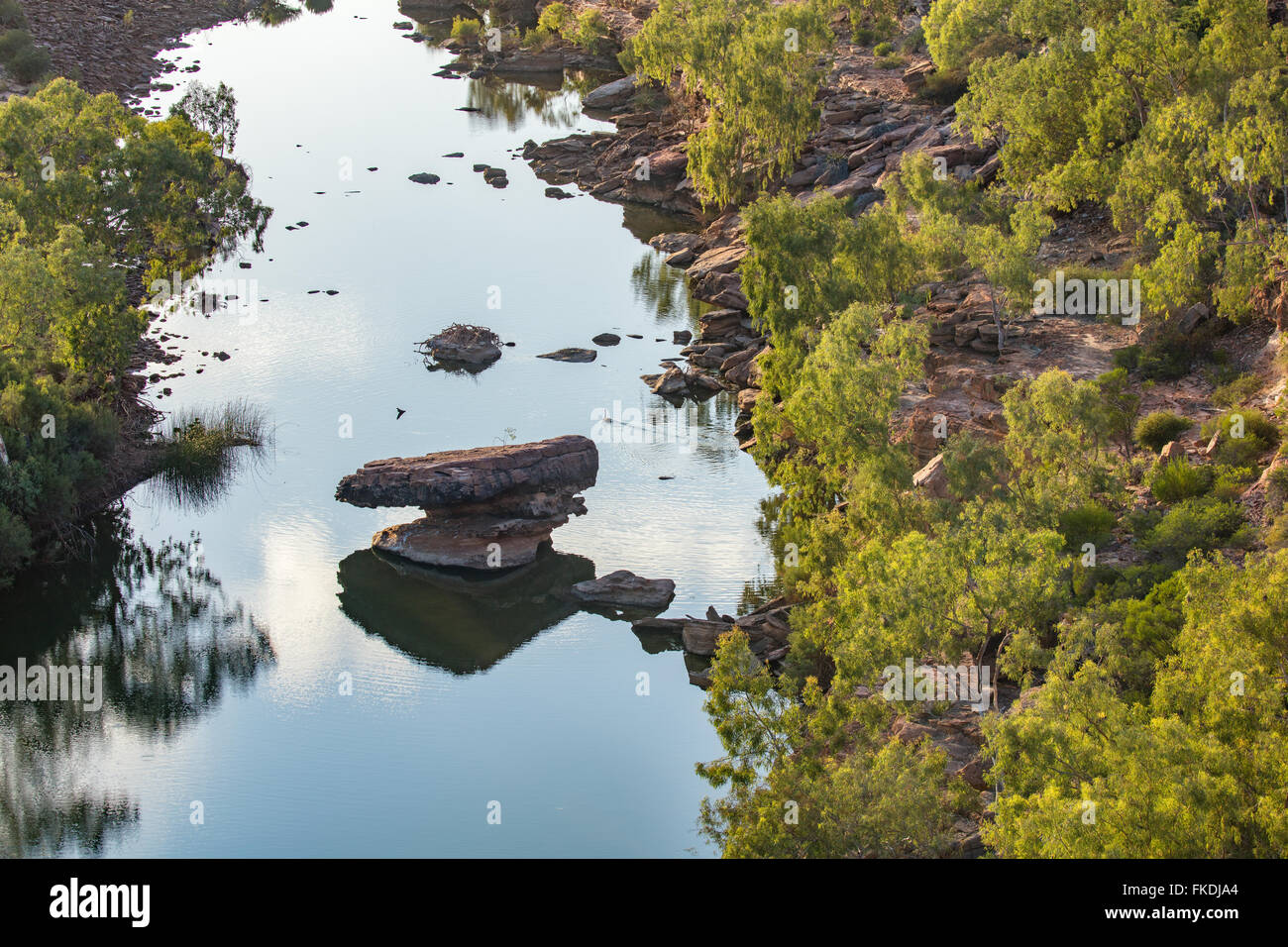 Le Hawk's Head Lookout sur la Murchison River Gorge, le Parc National de Kalbarri, Australie occidentale Banque D'Images