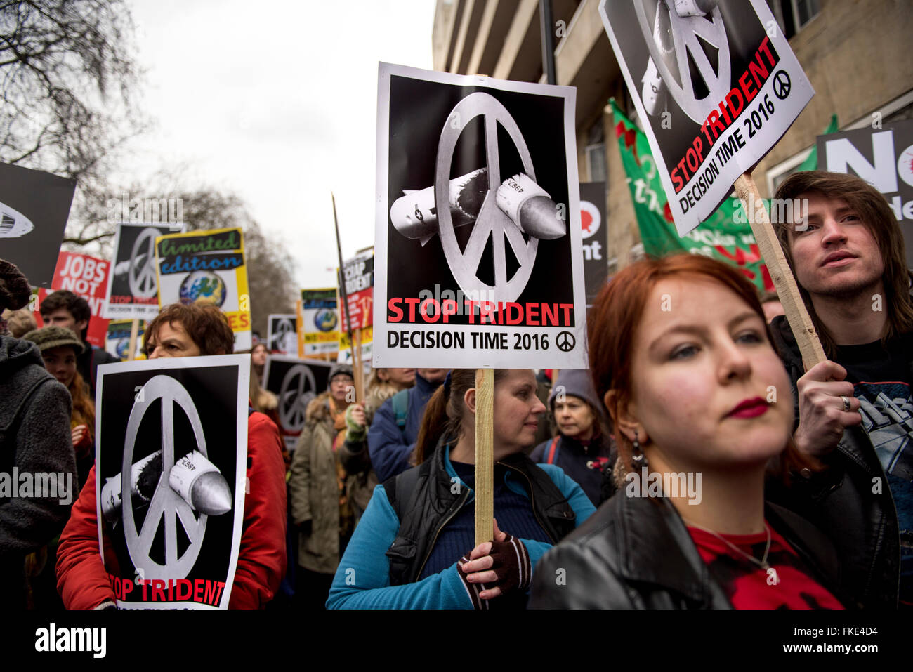 Anti-Trident manifestation à Londres, Royaume-Uni. Feb 27, 2016. Banque D'Images