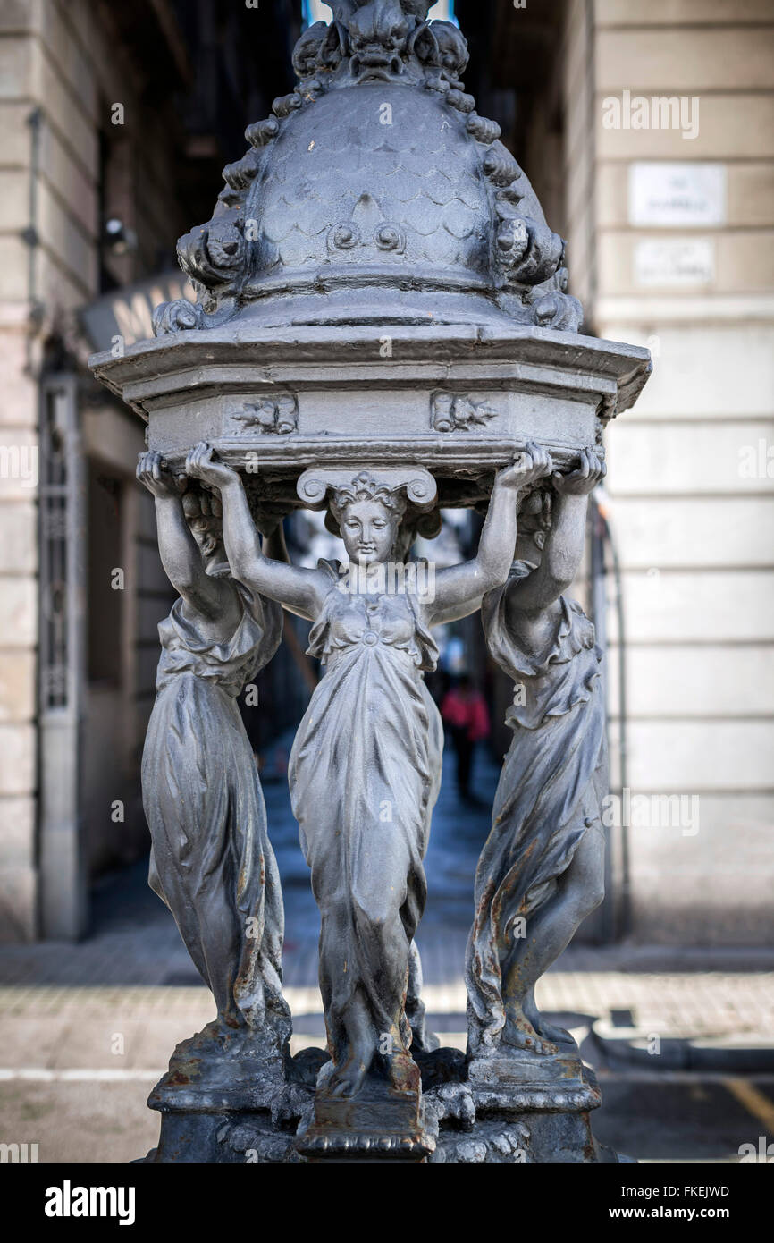 Fuente Wallace, La Rambla, Barcelone. Banque D'Images