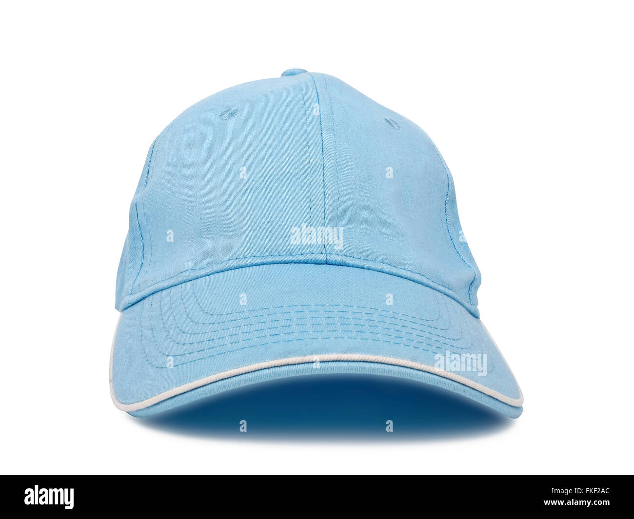 Casquette bleu clair isolated on white background, studio shot Banque D'Images