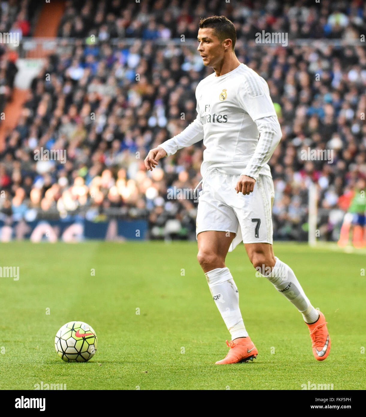 Cristiano Ronaldo du Real Madrid au cours de la Liga match au Santiago Bernabeu Stadium Banque D'Images