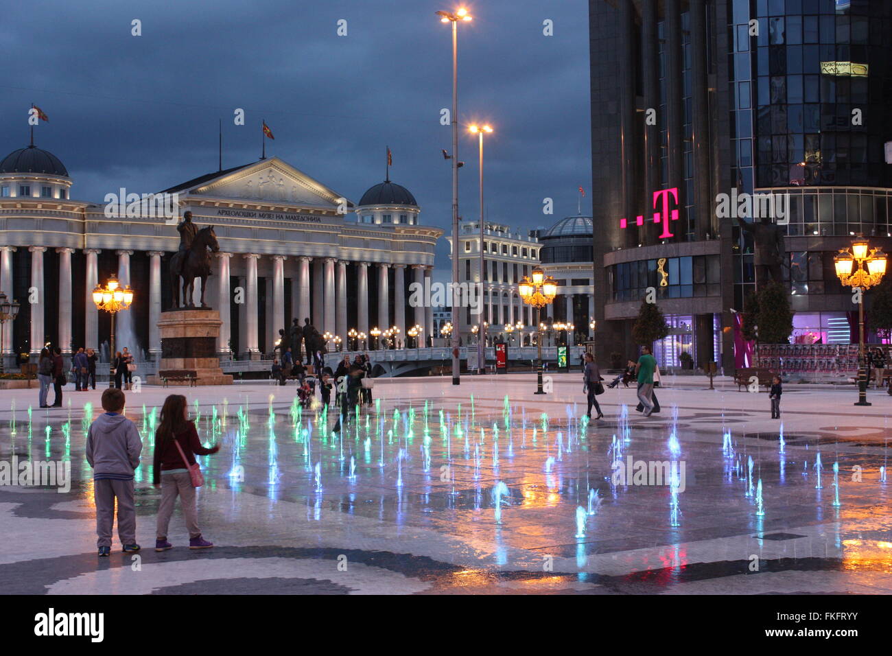 Fontaines à Skopje, Macédoine Banque D'Images