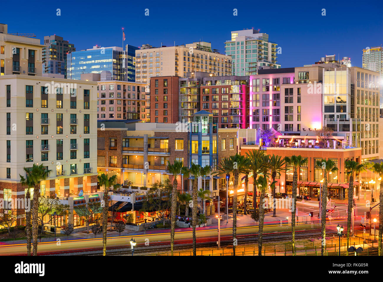 San Diego, Californie, à la ville de Gaslamp. Banque D'Images