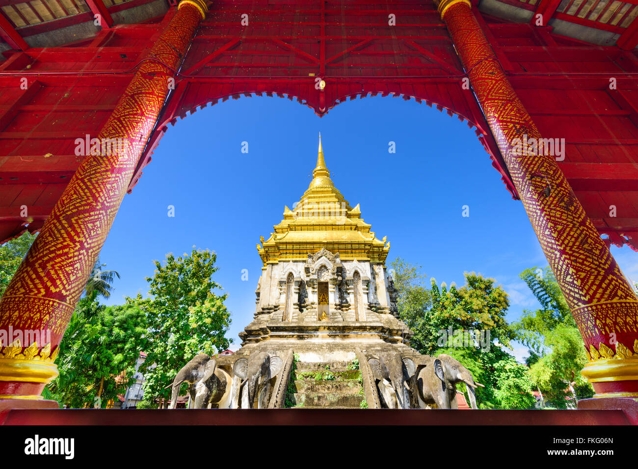 Chiang Mai, Thaïlande au Wat Chiang Man. Banque D'Images