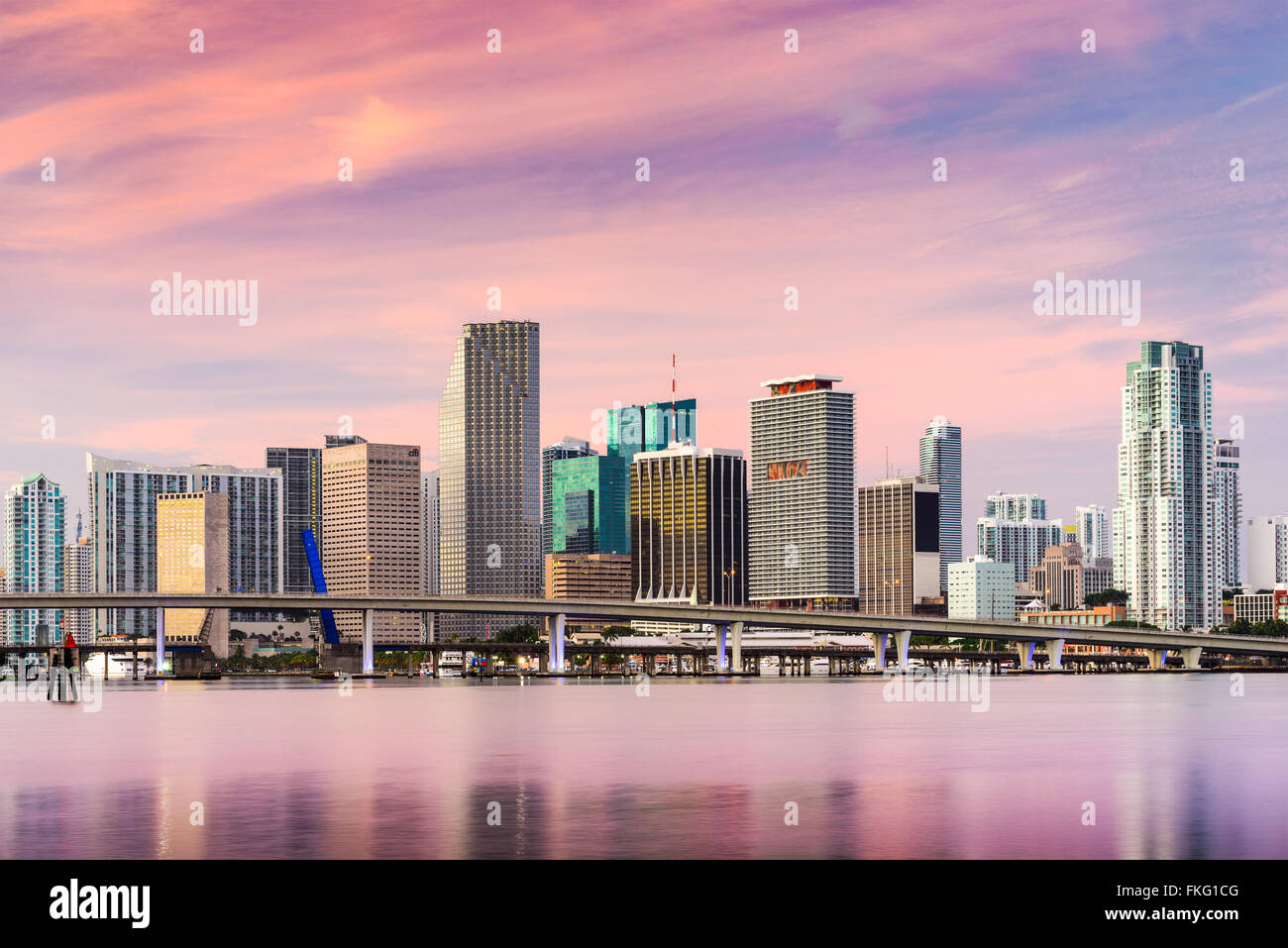 Miami, Floride, USA Centre-ville paysage urbain. Banque D'Images