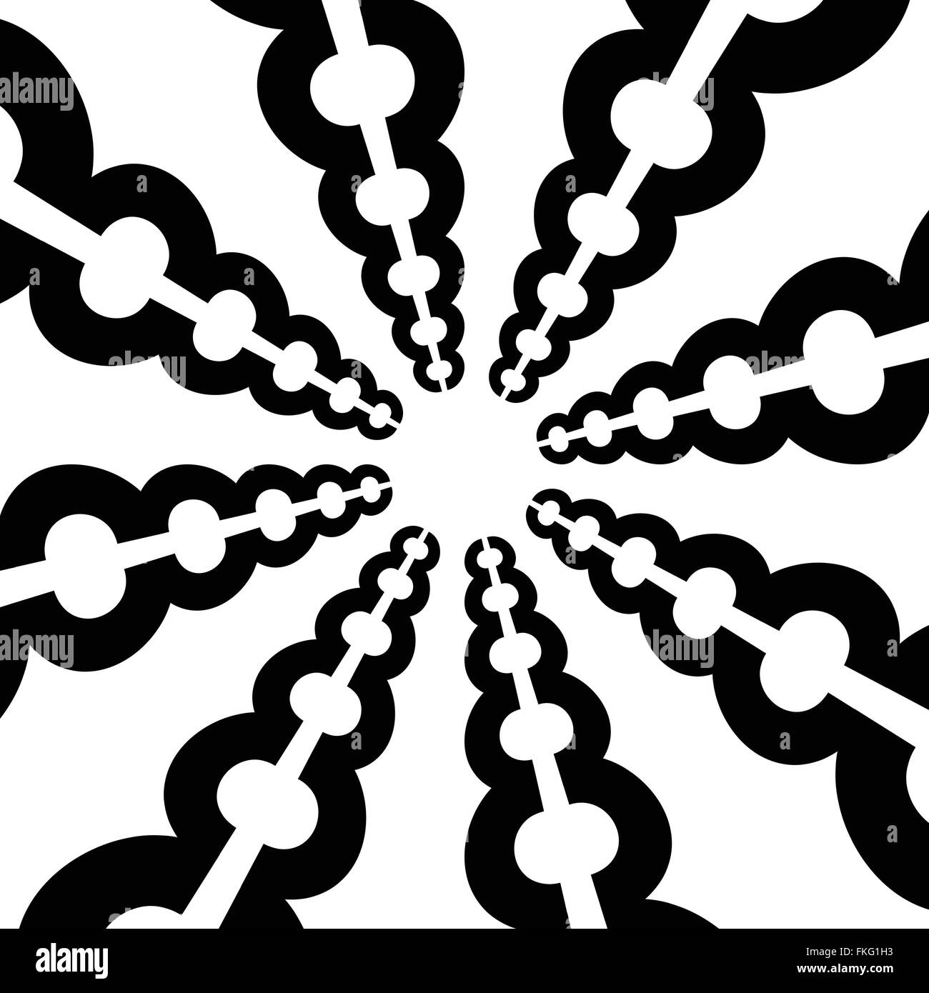 Circulaire, source rayonnante. Résumé géométrique monochrome graphique. Illustration de Vecteur