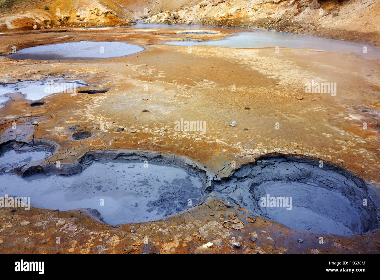 Sources chaudes volcaniques et boue, Krysuvik, SW de l'Islande Banque D'Images