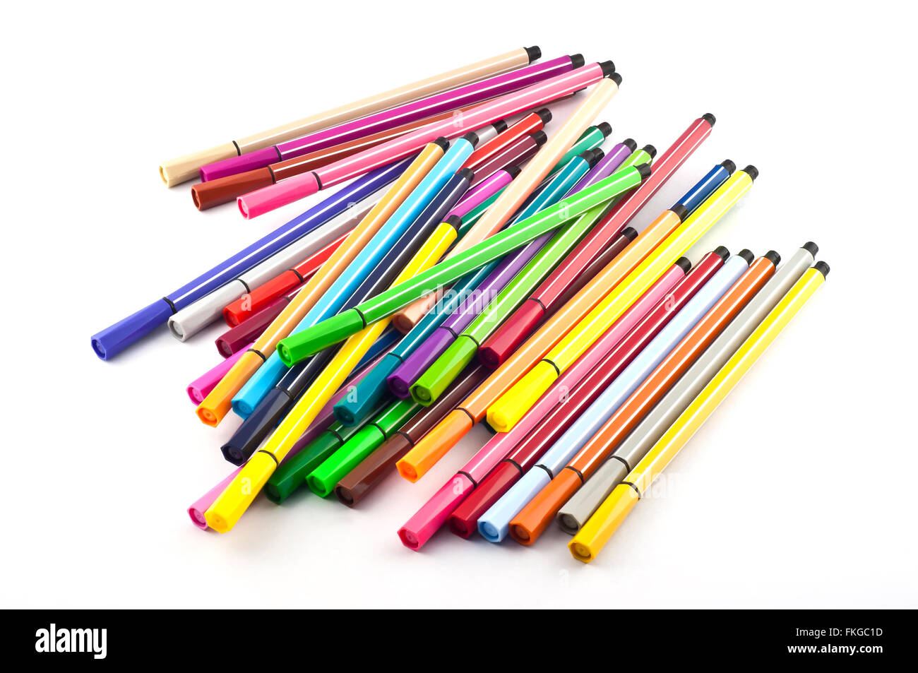 Marqueur coloré vibrant, stylo à dessin magique isolé sur fond blanc. Banque D'Images