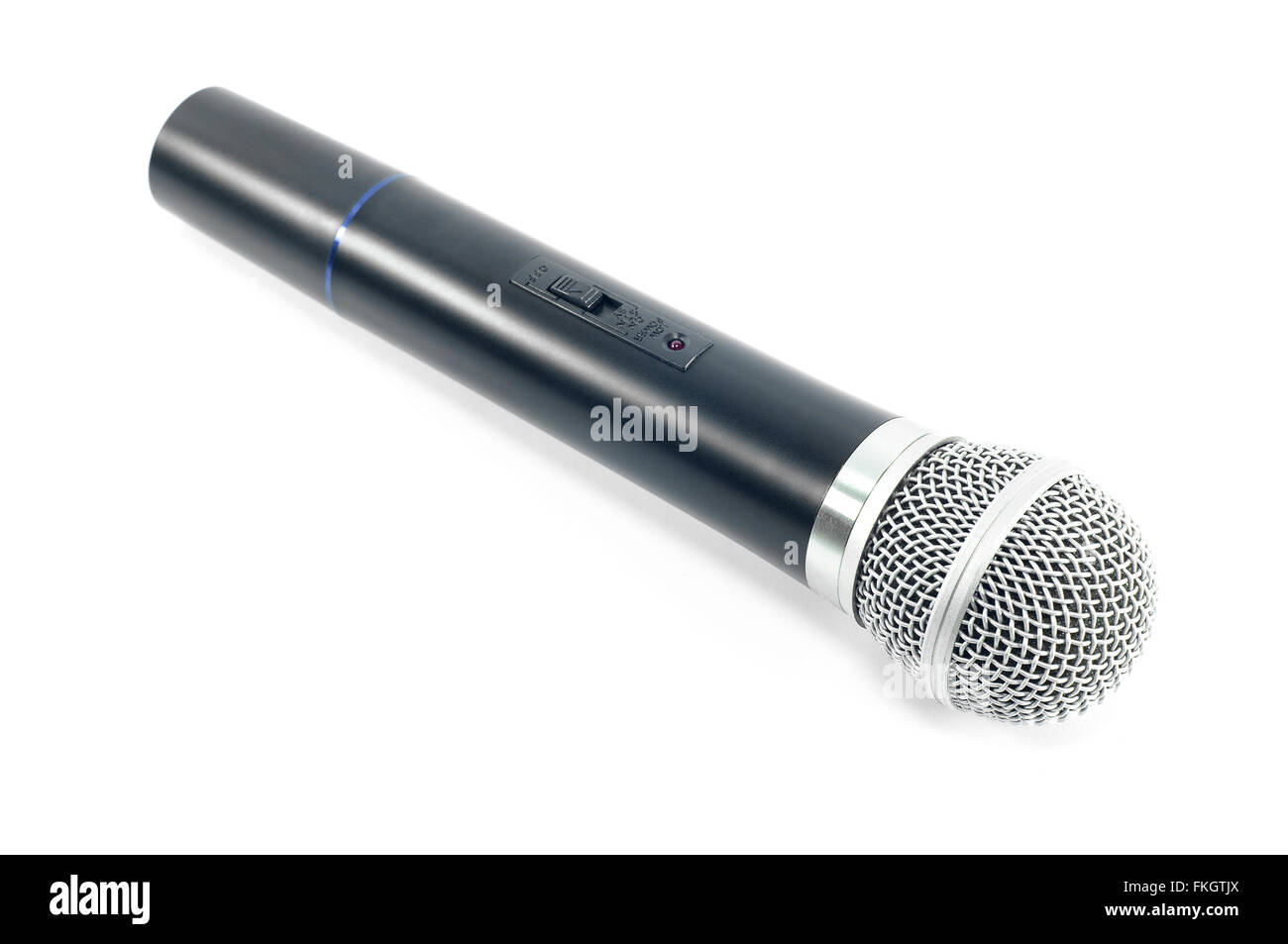 Microphone sans fil classique isolé sur fond blanc. Banque D'Images