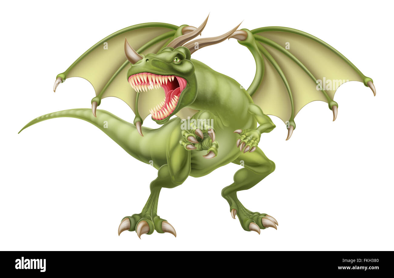 Une illustration d'un conte fantastique à la moyenne le dragon vert Banque D'Images
