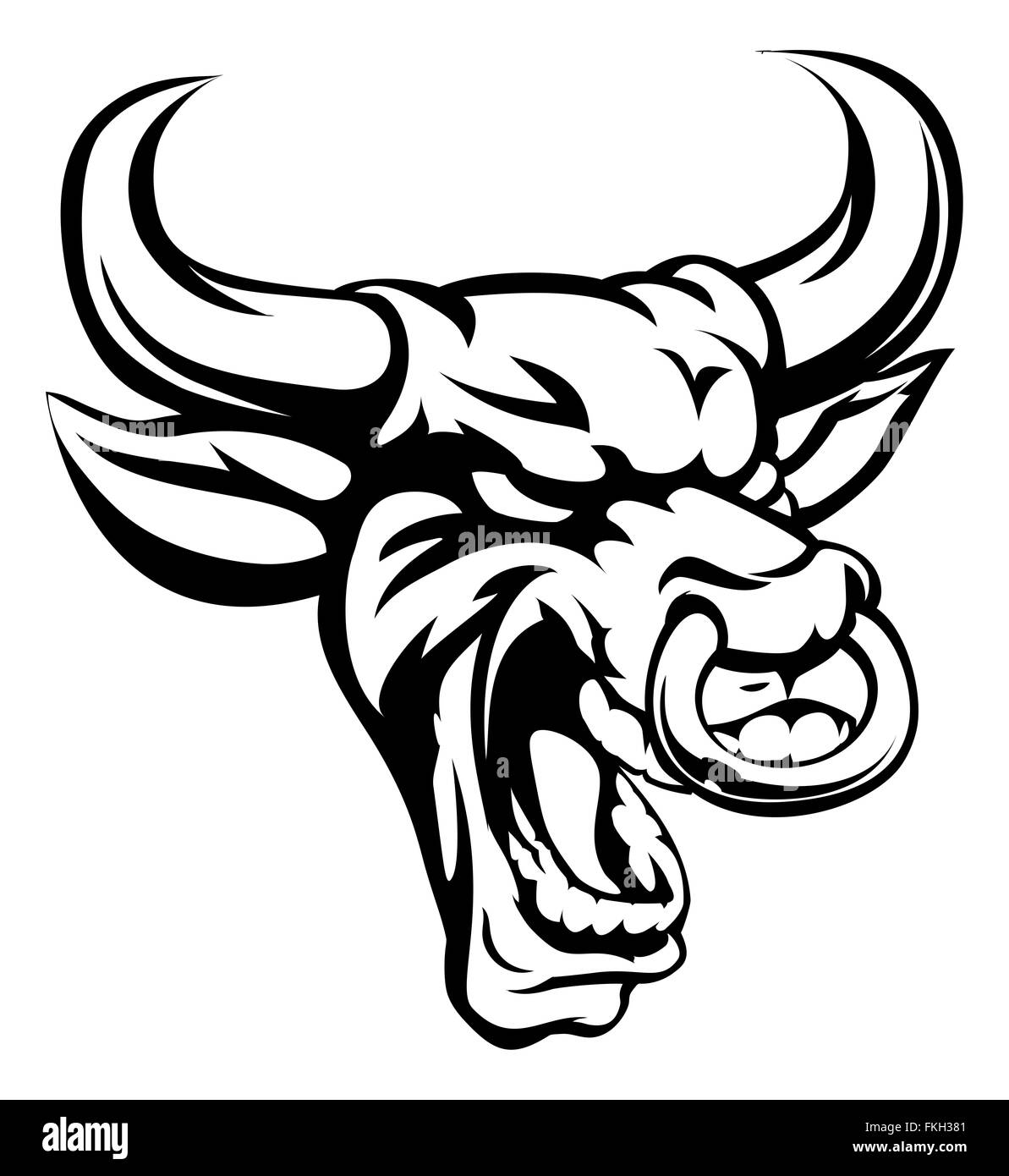 Une illustration d'un taureau signifie animal mascotte sports head Banque D'Images