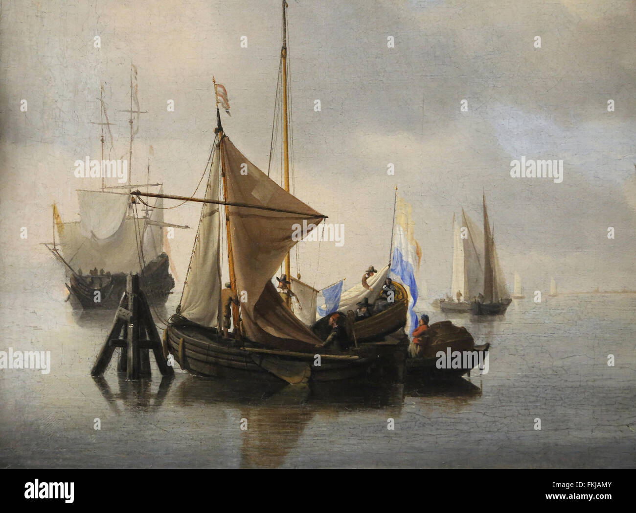 Willem van de Velden le jeune (1633-1707). Peintre de marine néerlandais. Par temps calme de la marine, 1653. Musée du Louvre. Paris. La France. Banque D'Images