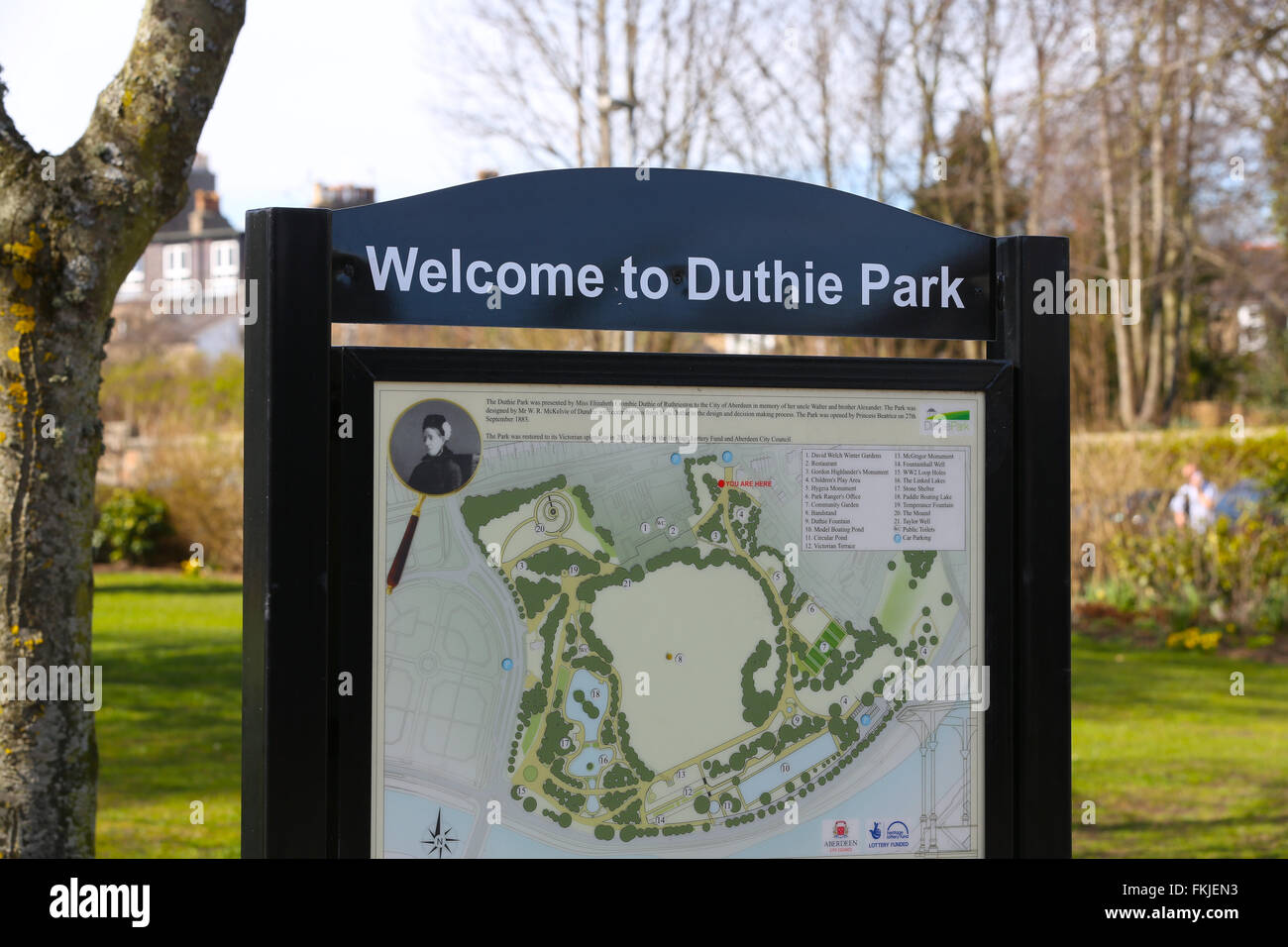 En signe de bienvenue Duthie Park, Aberdeen, Écosse, Royaume-Uni Banque D'Images