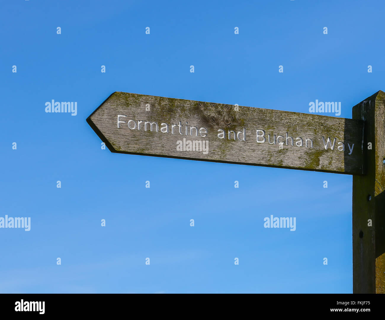 Signe pour Formartine et Buchan way, un sentier pédestre et cycliste sur une ancienne ligne de chemin de fer dans l'Aberdeenshire, Ecosse, Royaume-Uni Banque D'Images