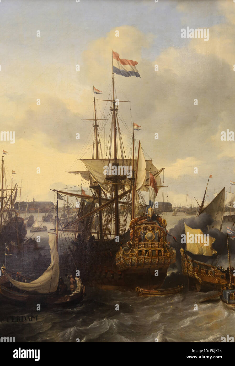 Lufolf Bakhuizen (1630-1708). Germa-Born Dutch Painter. Vue d'Amsterdam avec des navires sur l'Ij, 1666. Louvre. Banque D'Images
