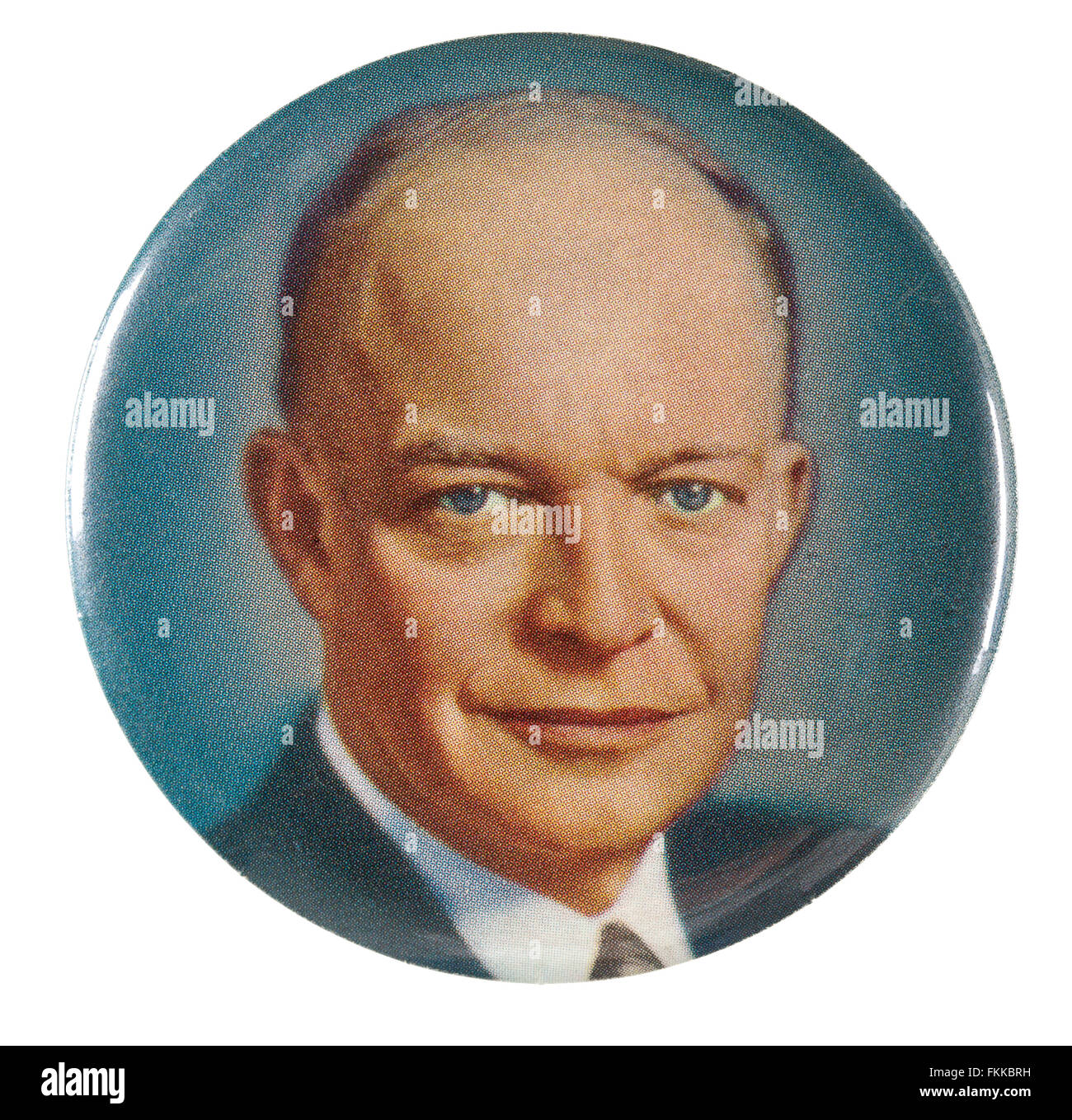 Années 1950, Dwight D. Eisenhower photo pinback broche bouton Banque D'Images