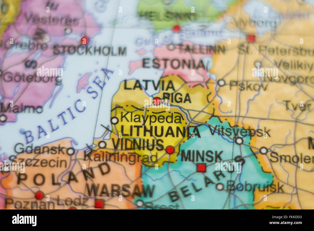 Belle photo d'une carte de la Lituanie et de la capitale Vilnius . Banque D'Images