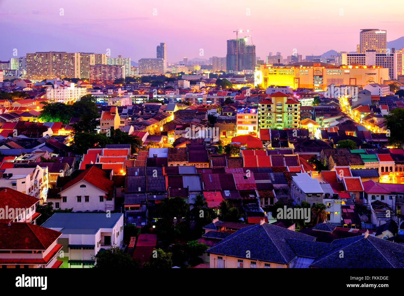 Vue aérienne de George Town, Penang, Malaisie Banque D'Images