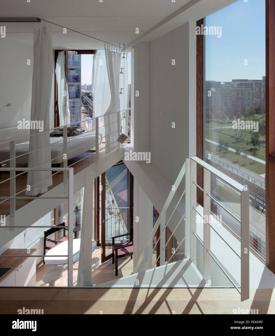 L'intérieur d'une maison moderne dans un bloc dans la machine virtuelle dans Copenhague au Danemark. Banque D'Images