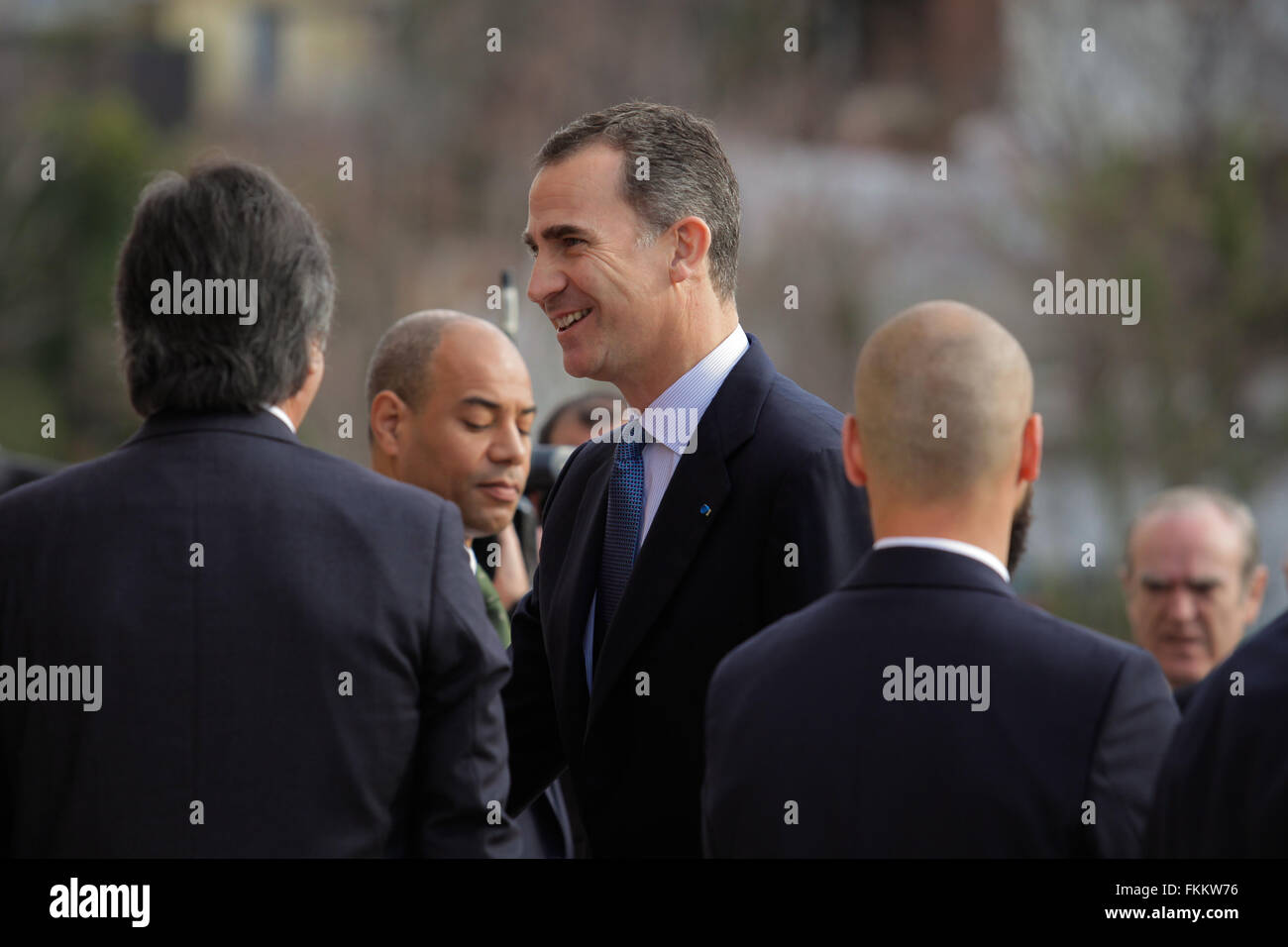 Lisbonne, Portugal, le 9 mars, 2016. Felipe VI, Roi d'Espagne, arrive pour le Parlement portugais avant de commencer cérémonie. © Helena Poncini Banque D'Images