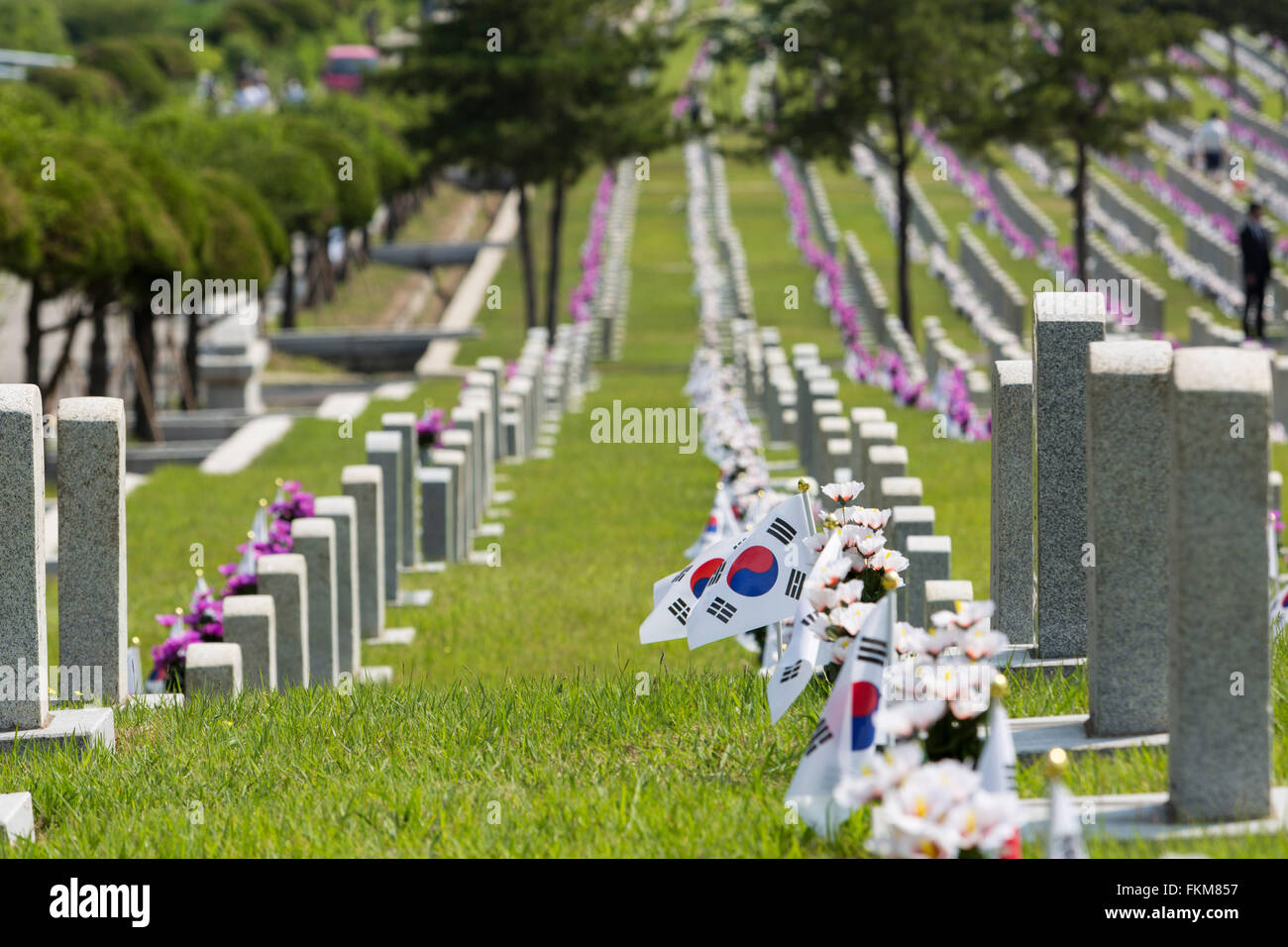 Les parcelles de sépulture, le Cimetière National de Séoul. Le cimetière National de Séoul est réservé aux anciens combattants de la guerre, y compris ceux qui sont morts dans Banque D'Images
