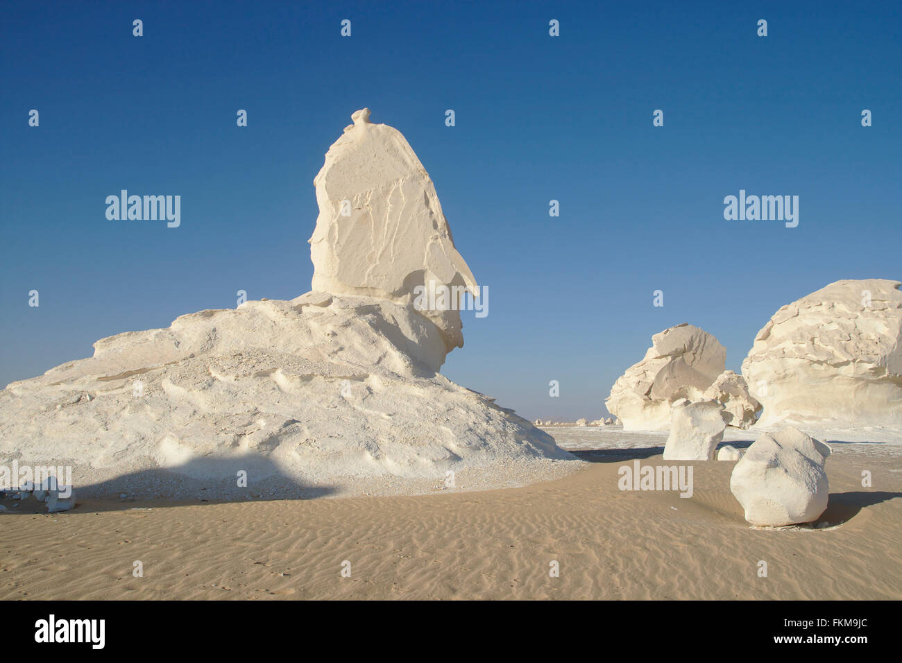 En forme de tête rock formation dans le désert blanc, Egypte Banque D'Images