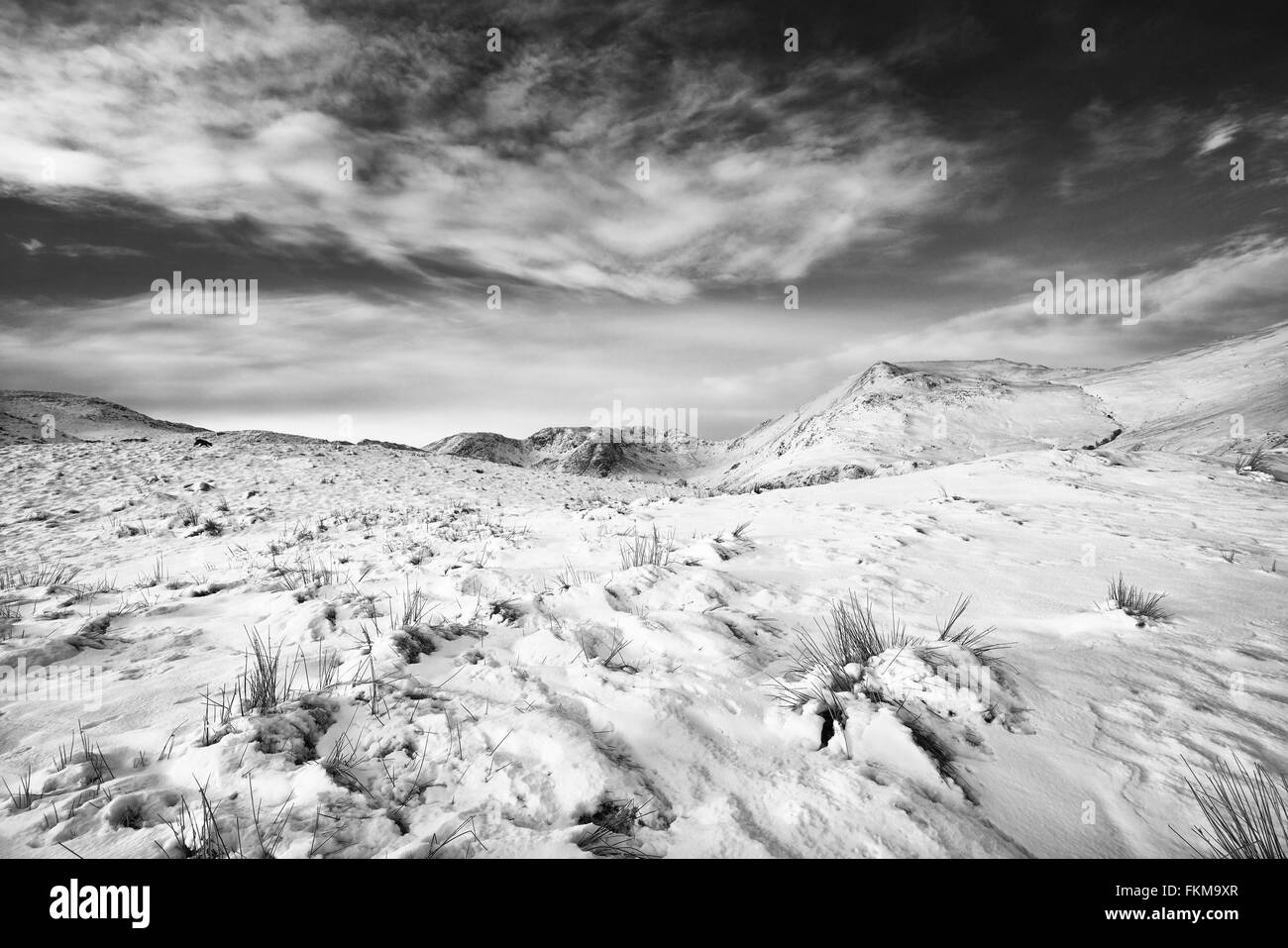 Scène de montagne d'hiver au Royaume-Uni. La couleur du grain et styling appliqué Banque D'Images