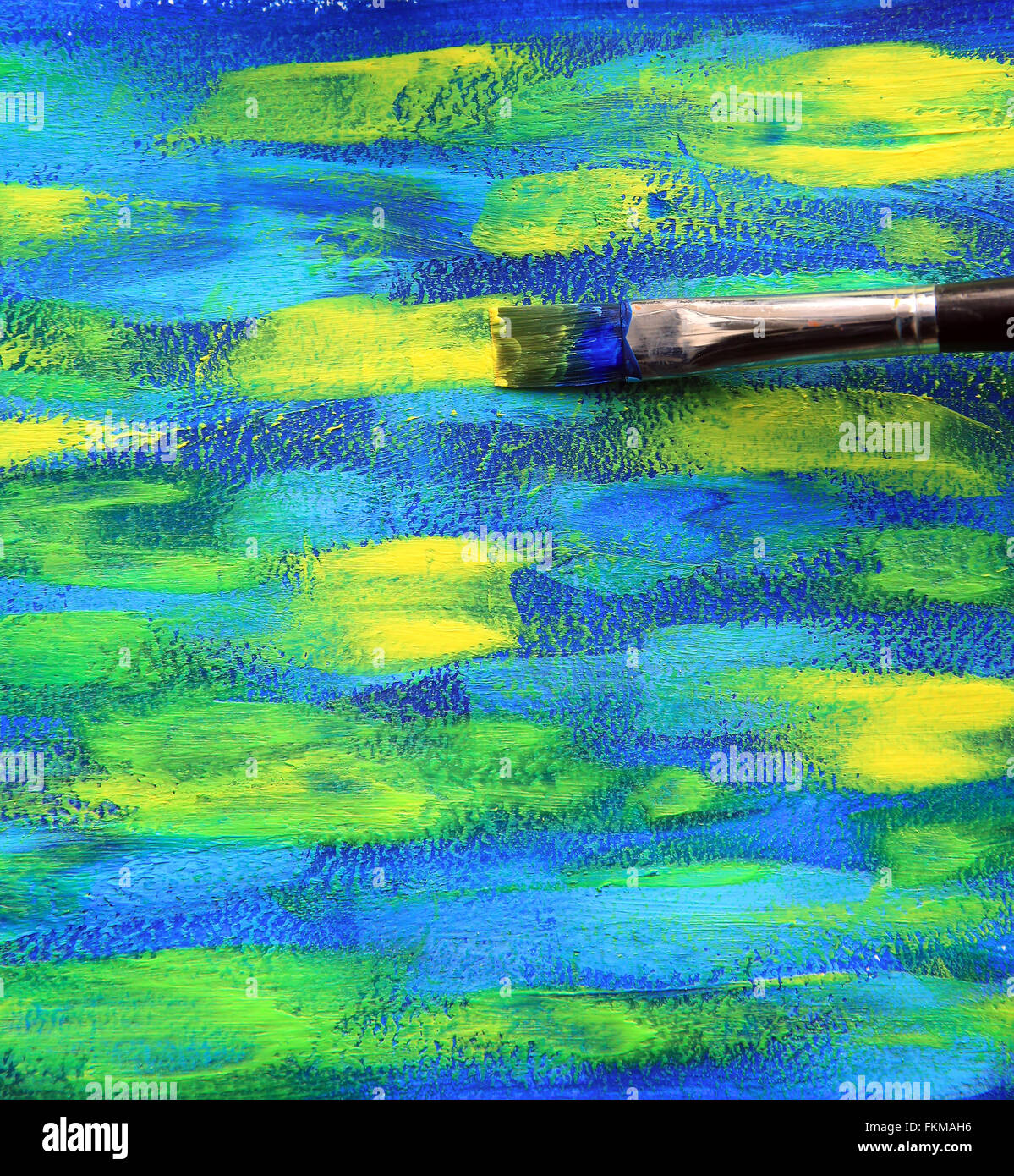Arrière-plan gros plan de pinceau et palette. Banque D'Images